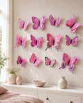 Cozy Haven 12-Piece 3D Butterfly Wall Decor Set - Pink