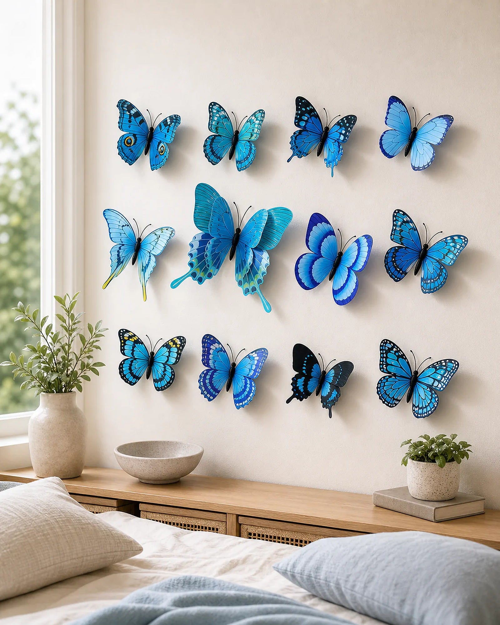 Cozy Haven 12-Piece 3D Butterfly Wall Decor Set - Blue