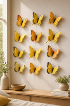 Cozy Haven 12-Piece 3D Butterfly Wall Decor Set - Yellow