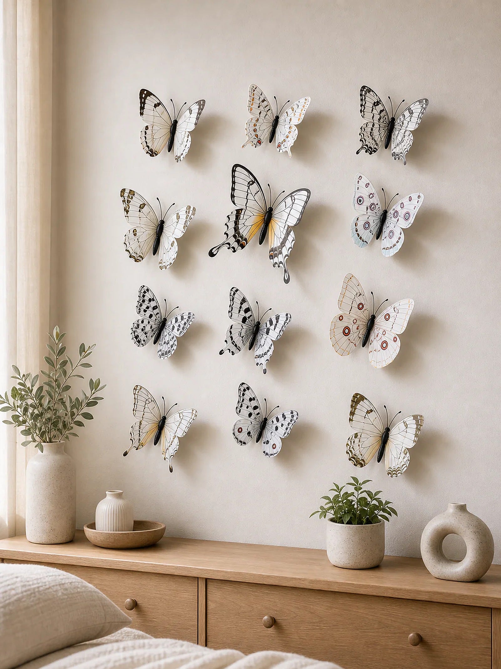 Cozy Haven 12-Piece 3D Butterfly Wall Decor Set - White