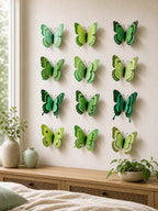 Cozy Haven 12-Piece 3D Butterfly Wall Decor Set - Green