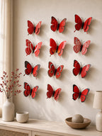 Cozy Haven 12-Piece 3D Butterfly Wall Decor Set - Red