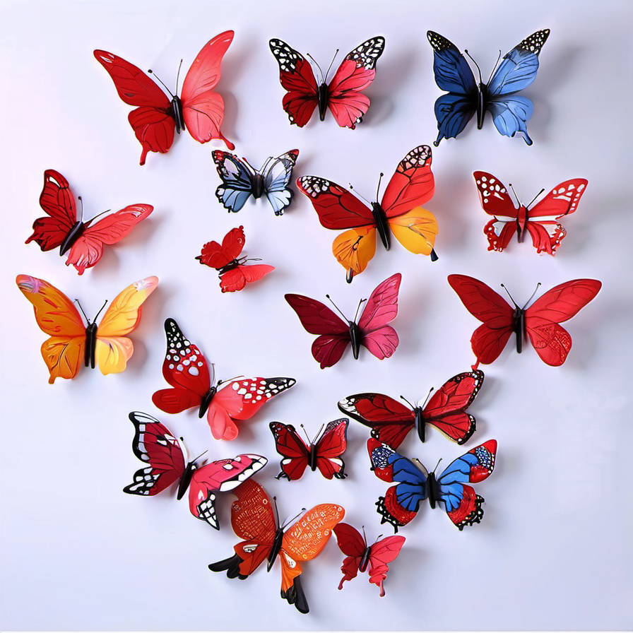 Cozy Haven lifestyle image for Cozy Haven 3D Butterfly Wall Decor Set - 12 Piece Party and Wedding Decoration