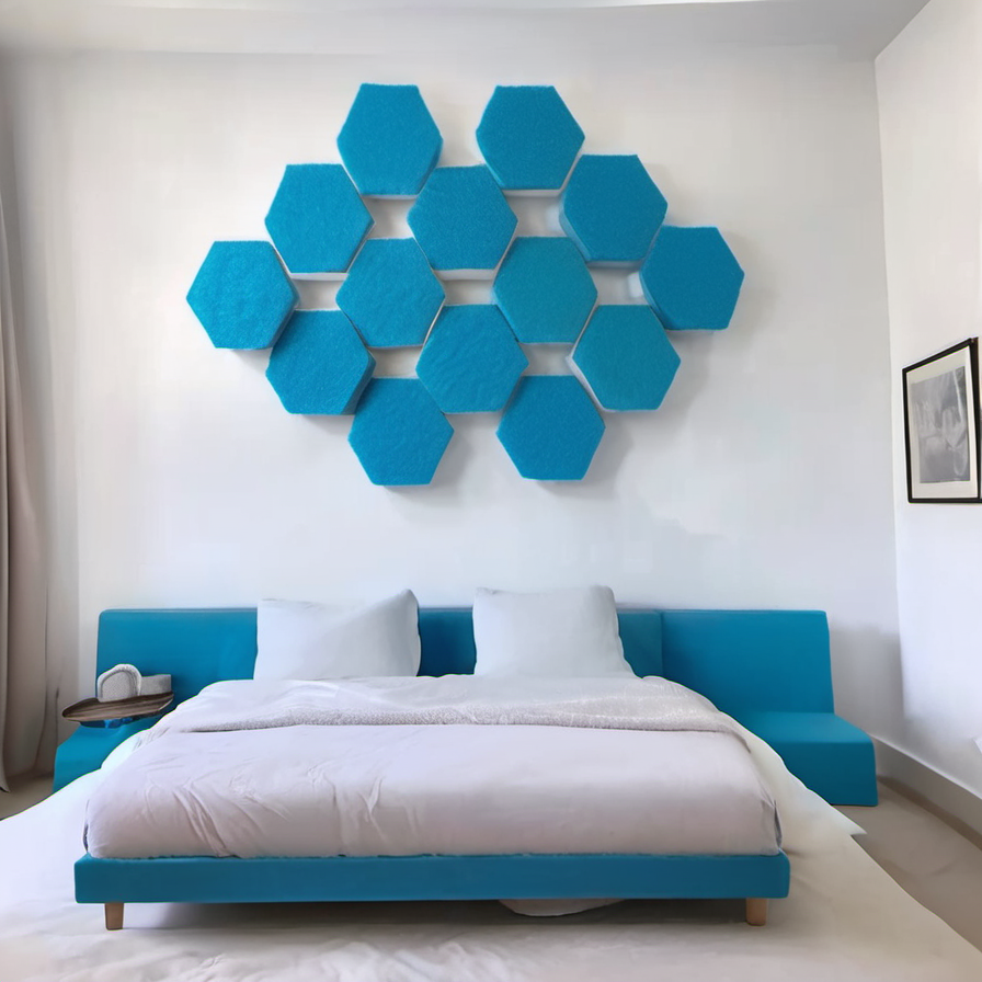 Cozy Haven lifestyle image for Cozy Haven 3D Geometric Hexagon Wall Stickers - Removable Felt Decorative Room Decor