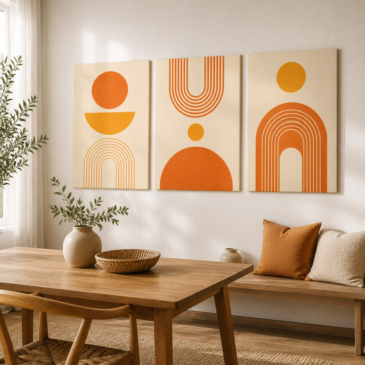 Cozy Haven Bauhaus Abstract Canvas Print Set lifestyle image 3