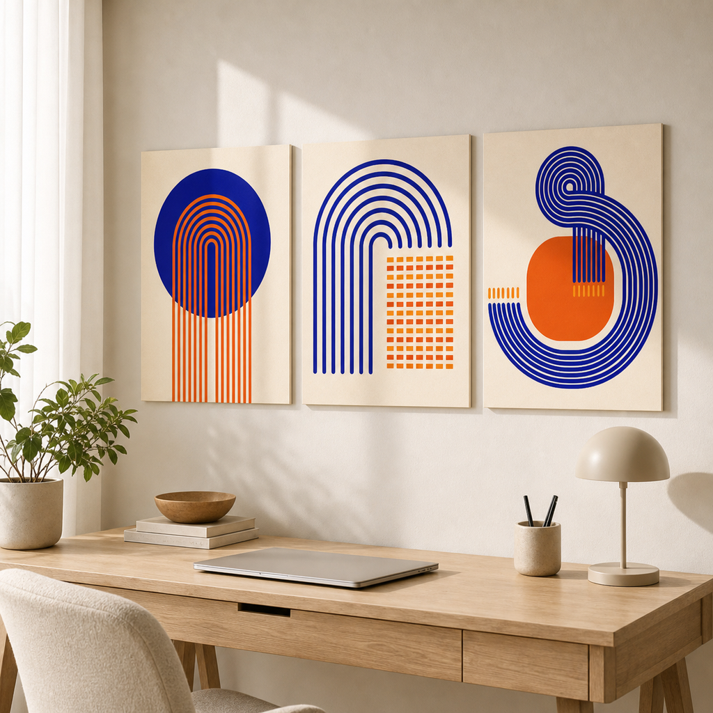 Cozy Haven Bauhaus Abstract Canvas Print Set lifestyle image 4