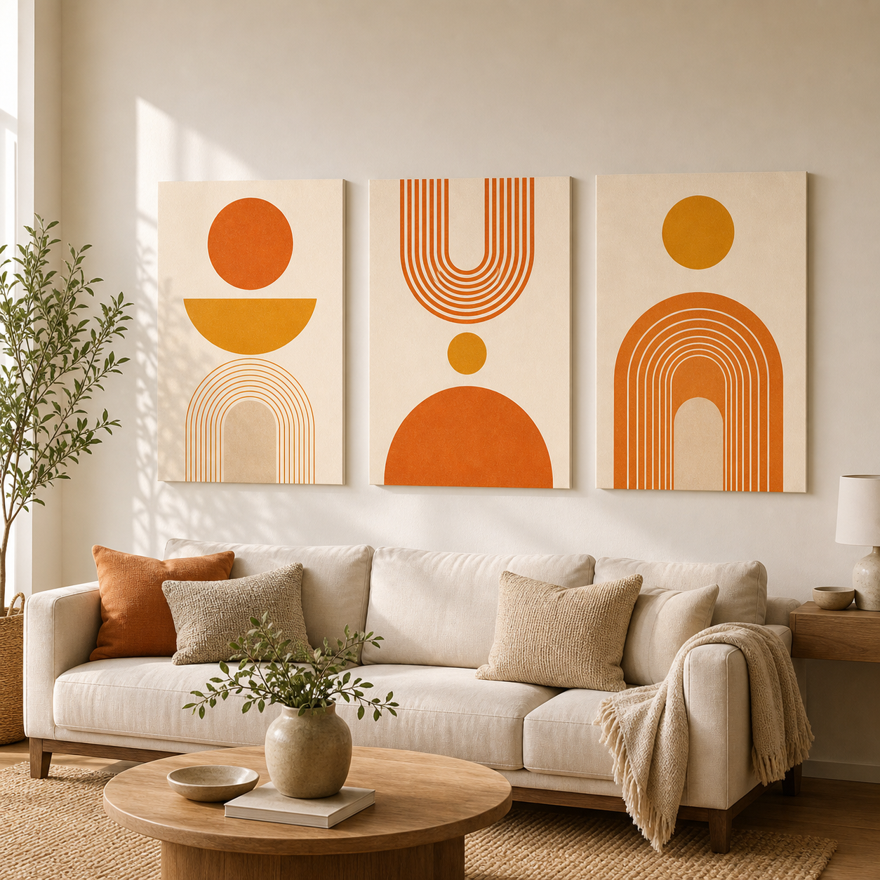 Cozy Haven Bauhaus Abstract Canvas Print Set lifestyle image 5