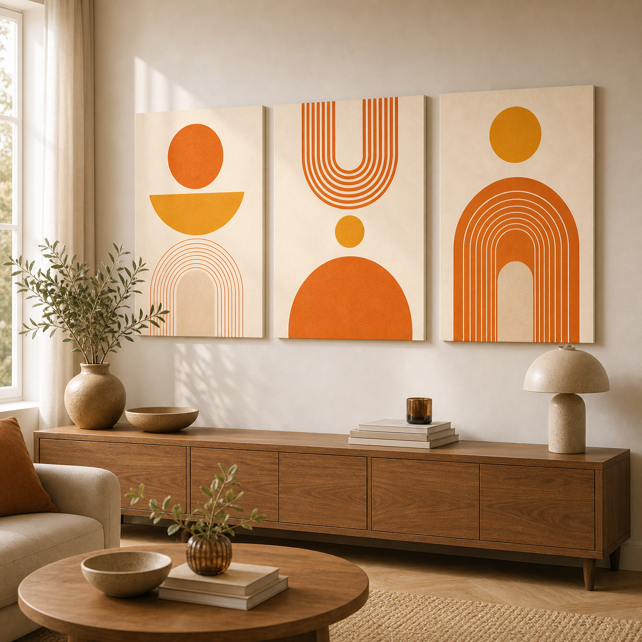 Cozy Haven Bauhaus Abstract Canvas Print Set lifestyle image 6