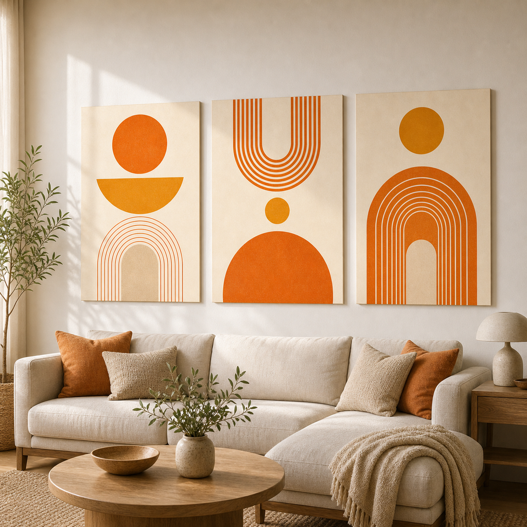 Cozy Haven Bauhaus Abstract Canvas Print Set lifestyle image 8