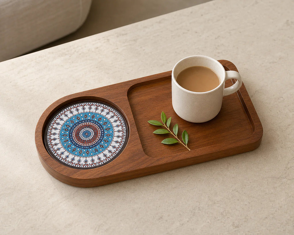 Cozy Haven Wood Tea and Coffee Serving Tray lifestyle image 2