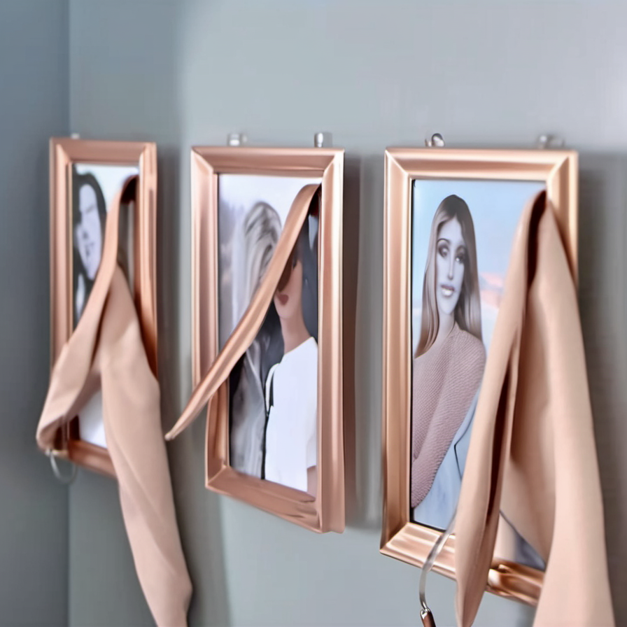 Cozy Haven lifestyle image for Cozy Haven Self-Adhesive Wall Hooks Set - Transparent Strong Picture Frame Hangers - 10051882877214 closet shelf