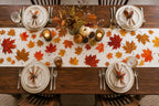 Cozy Haven Autumn Maple Leaves Table Runner styled textile view 4