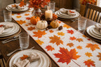Cozy Haven Autumn Maple Leaves Table Runner styled textile view 5