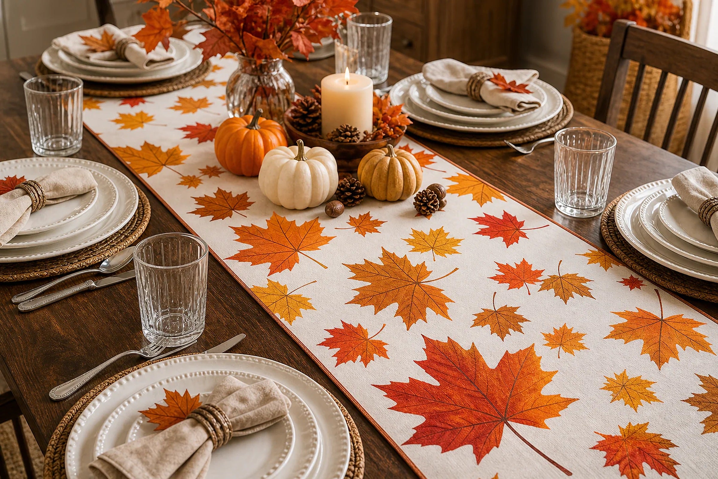 Cozy Haven Autumn Maple Leaves Table Runner lifestyle image 5