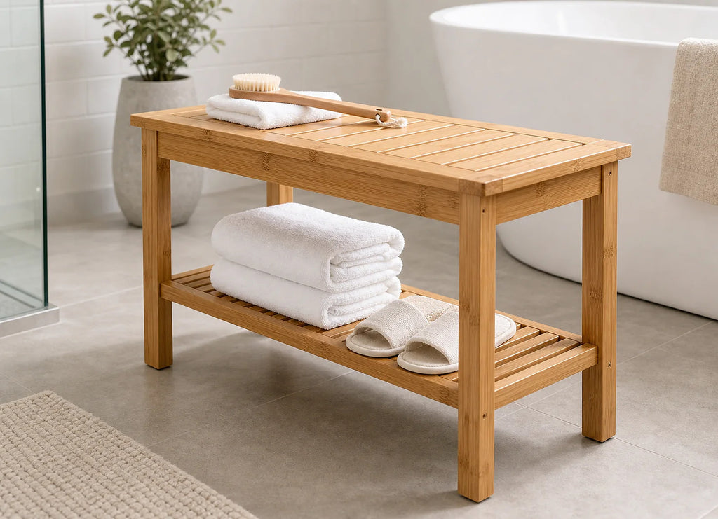 Cozy Haven Bamboo Shower Bench Collection lifestyle image 6