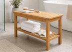 Cozy Haven Bamboo Shower Bench Collection styled bathroom view 6