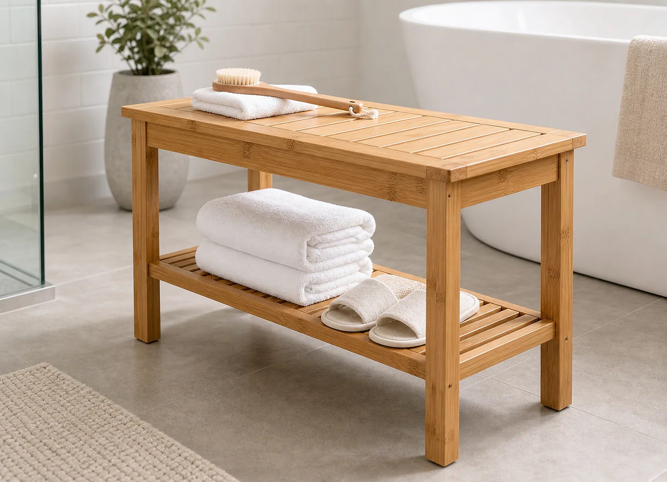 Cozy Haven Bamboo Shower Bench Collection lifestyle image 6
