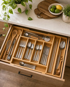 Cozy Haven Expandable Bamboo Drawer Organizer styled kitchen view 4