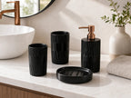 Cozy Haven Black Ceramic Bathroom Accessories Set styled bathroom view 2