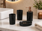 Cozy Haven Black Ceramic Bathroom Accessories Set styled bathroom view 3