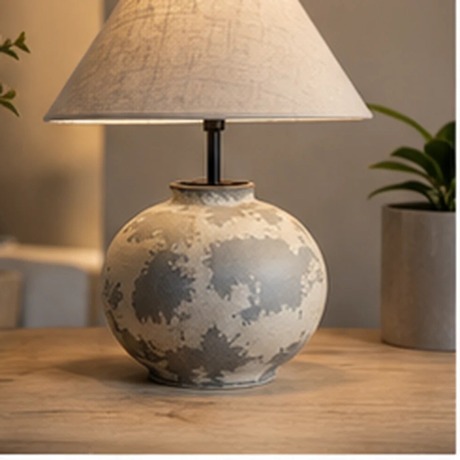 Cozy Haven Ceramic Linen Shade Table Lamp Collection lifestyle image 4 for Round Speckled Ceramic Base