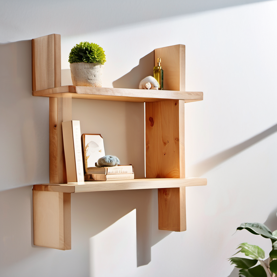 Cozy Haven lifestyle image for Cozy Haven Corner Floating Wooden Shelf - Wall Mounted Storage Display Rack