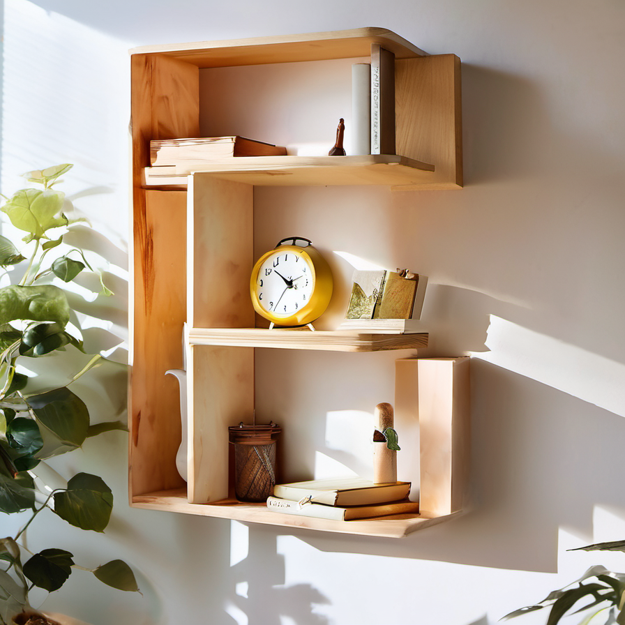 Cozy Haven lifestyle image for Cozy Haven Corner Floating Wooden Shelf - Wall Mounted Storage Display Rack