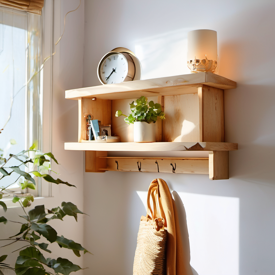 Cozy Haven lifestyle image for Cozy Haven Corner Floating Wooden Shelf - Wall Mounted Storage Display Rack