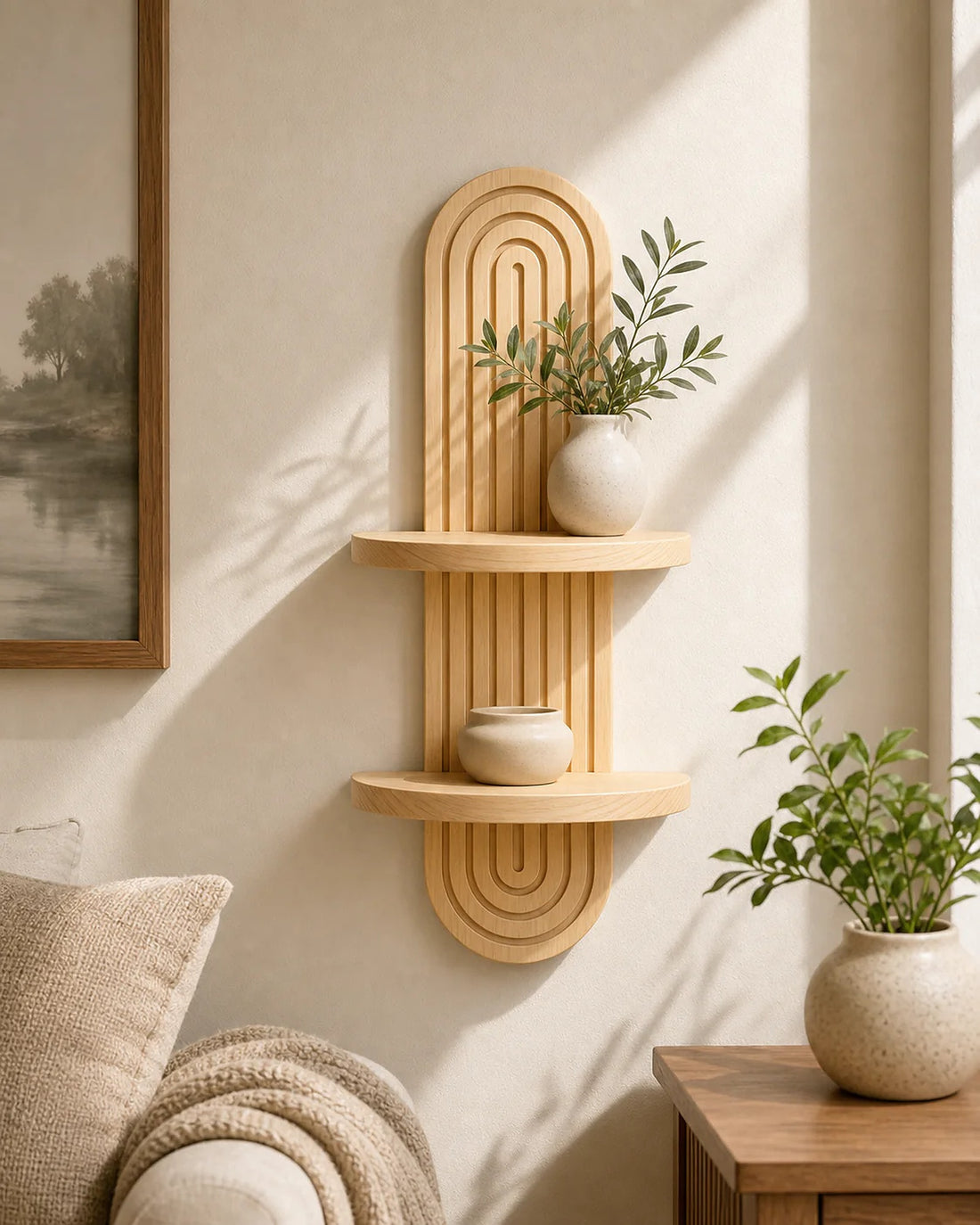 Floating Wall Shelves — Arched Wooden Shelf Collection