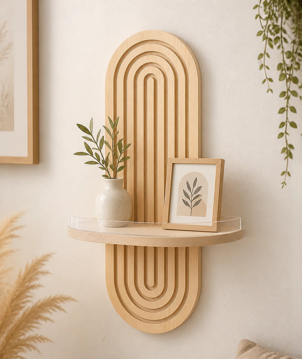 Cozy Haven Arched Wooden Wall Shelf Collection - 2 Wall Shelves / Double Ledge
