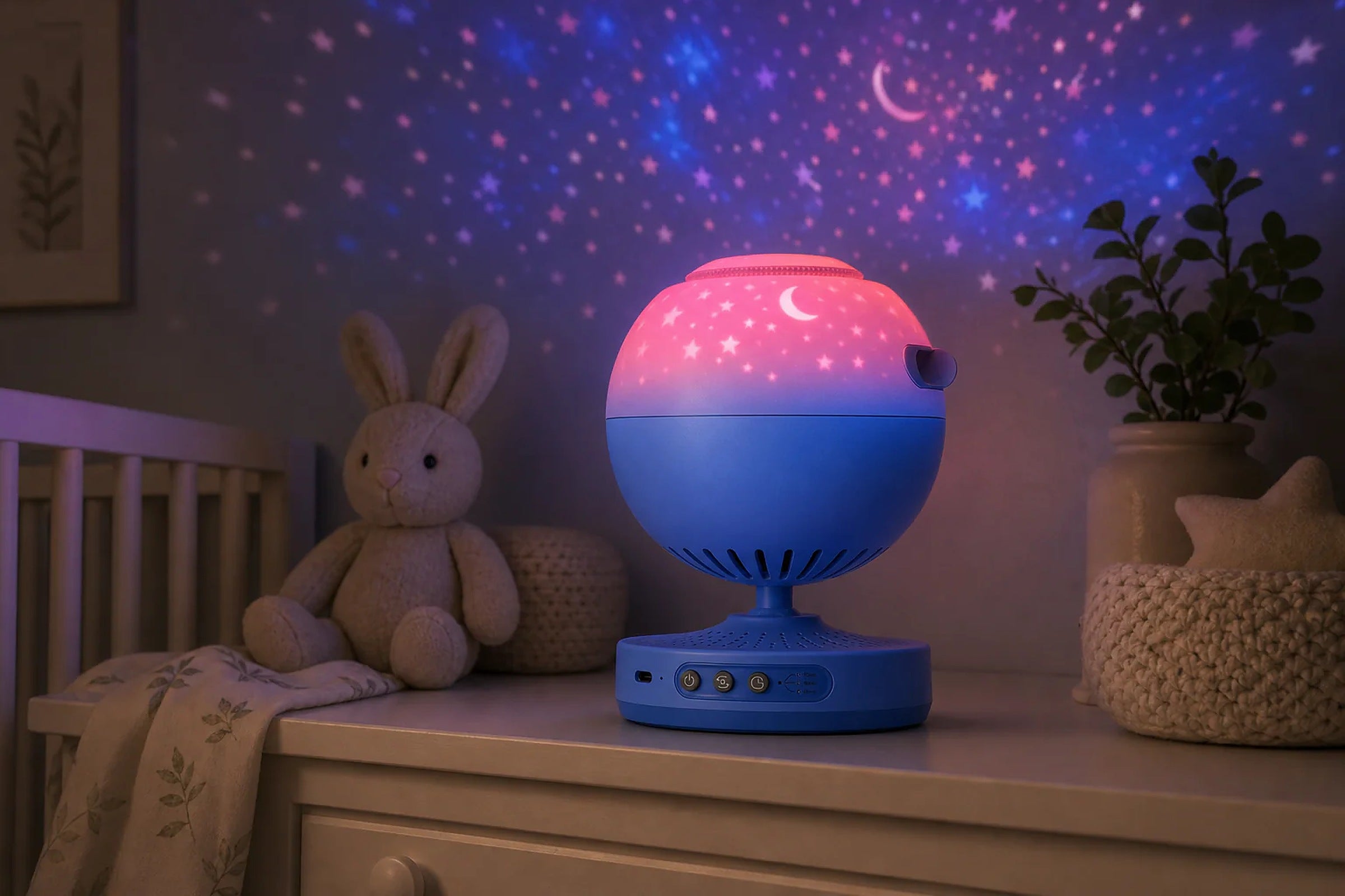 Cozy Haven Galaxy Projector Night Light styled lighting view 2