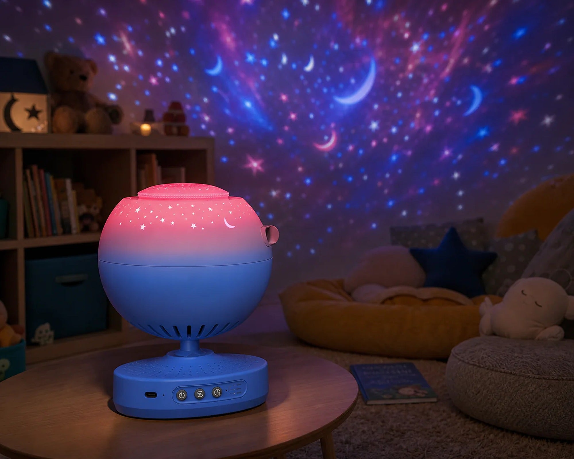 Cozy Haven Galaxy Projector Night Light styled lighting view 3