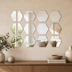 Cozy Haven Gold or Silver Hexagon Mirror Wall Sticker Set - Silver / 12-Piece Small, Silver / 12-Piece Medium, +3 more