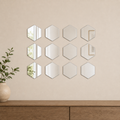 Cozy Haven Gold or Silver Hexagon Mirror Wall Sticker Set styled wall decor view 2