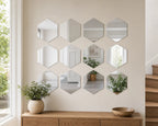 Cozy Haven Gold or Silver Hexagon Mirror Wall Sticker Set styled wall decor view 3