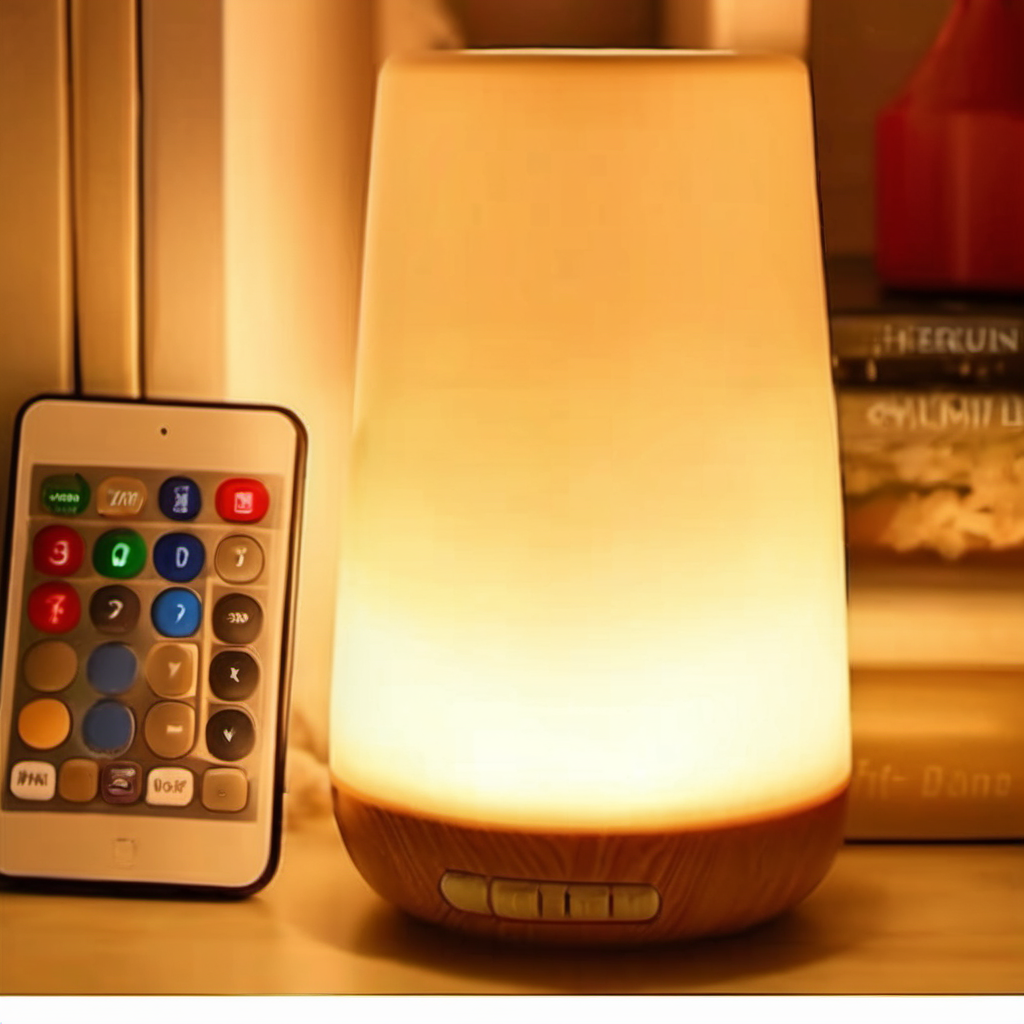 Cozy Haven branded lifestyle image for Cozy Haven Color Changing Night Light - RGB Remote Control Touch Dimmable USB Rechargeable Bedside Lamp