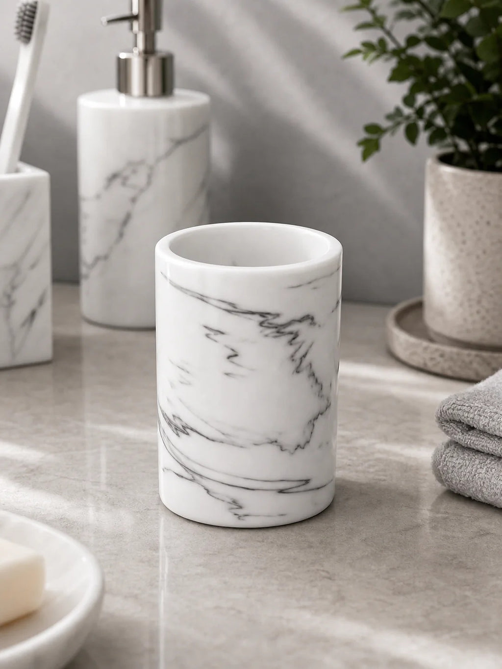 Cozy Haven Marble Resin Bathroom Accessories Collection lifestyle image 3