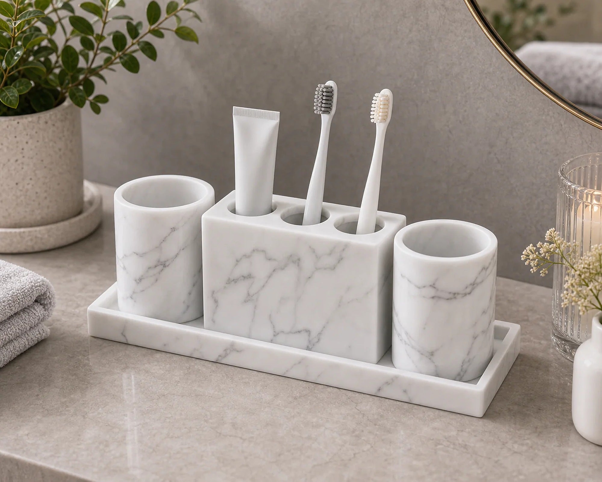 Cozy Haven Marble Resin Bathroom Accessories Collection lifestyle image 8