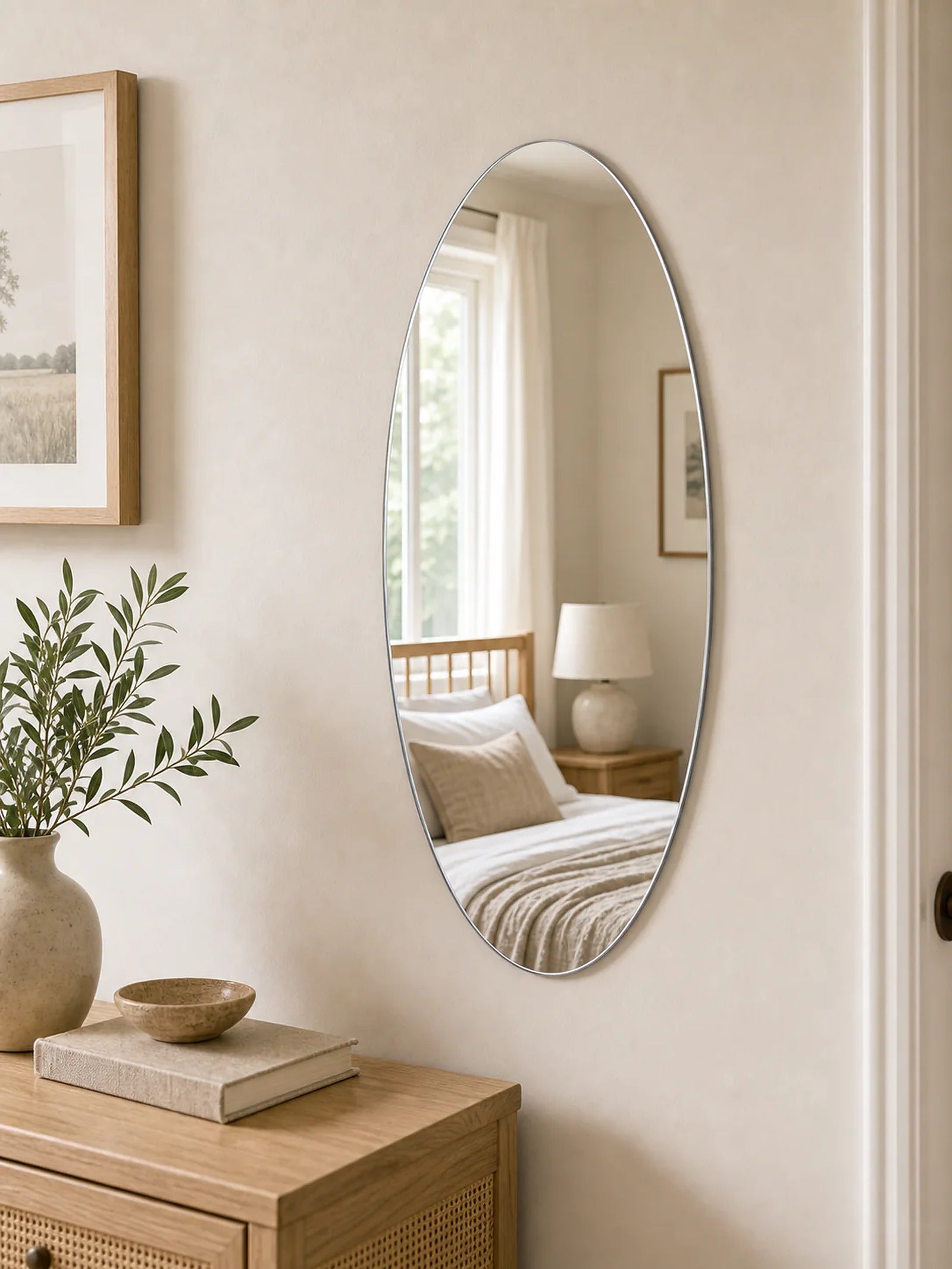Cozy Haven Acrylic Mirror Wall Sticker Collection - Oval Mirror - 1 Piece