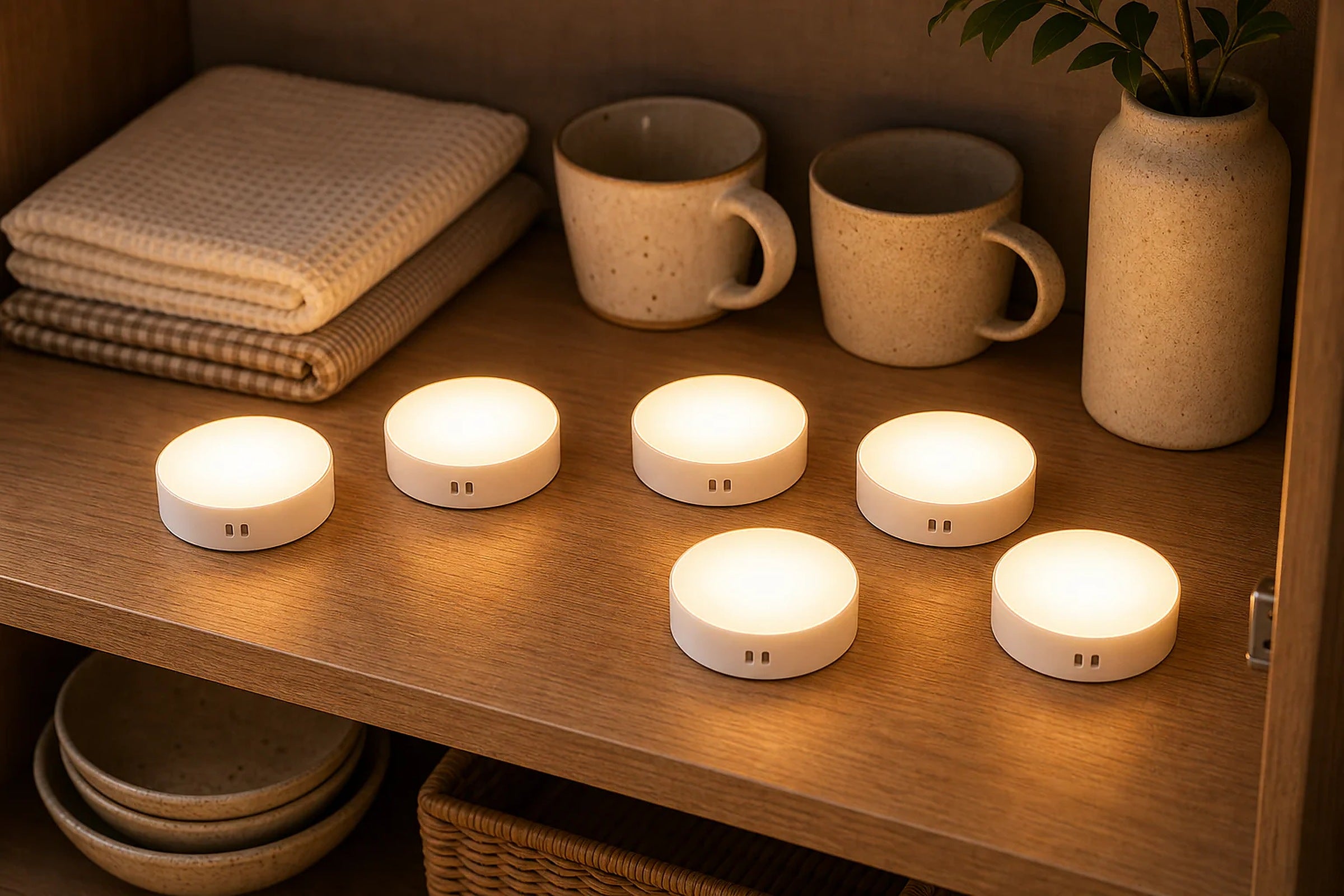 Cozy Haven Motion Sensor LED Night Light - USB Rechargeable Cabinet & Closet Lamp styled lighting view 9 for 6-Piece Set / Warm White