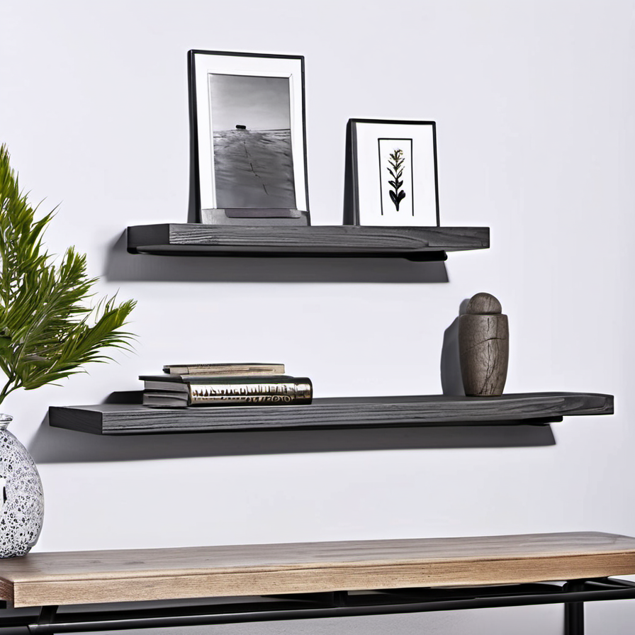 Cozy Haven lifestyle image for Cozy Haven Wooden Floating Shelves Set - 2 Pack Wall Mounted Storage - Living Room