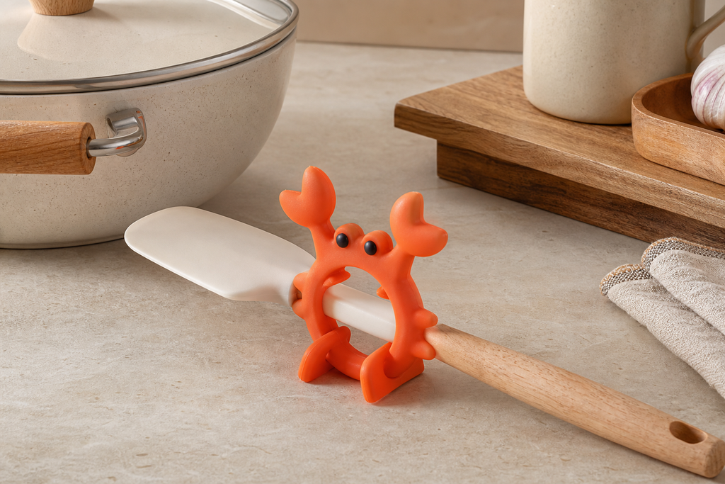 Cozy Haven silicone crab utensil rest and pot clip - Orange