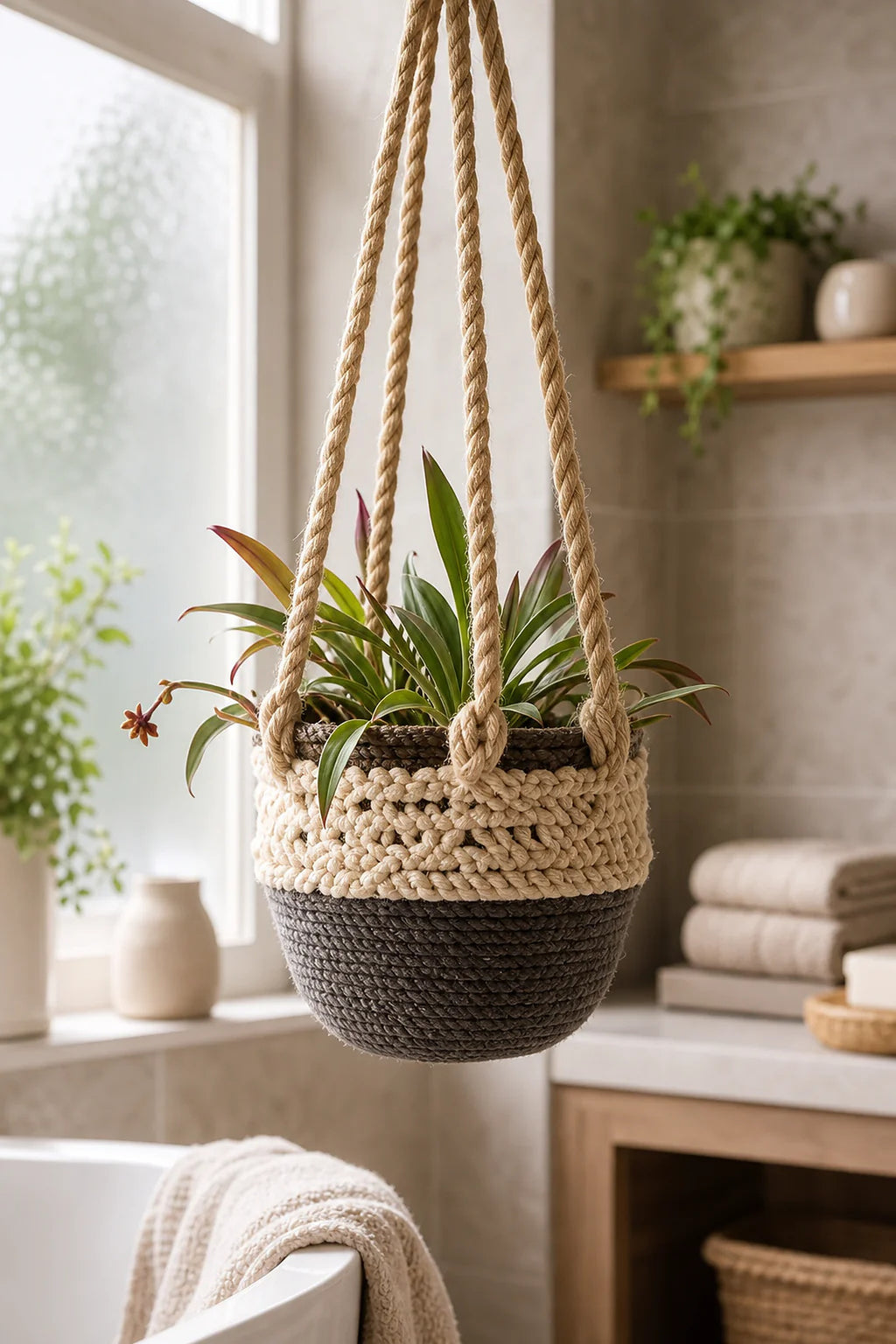 Cozy Haven Jute Rope Macrame Plant Hanger lifestyle image 7
