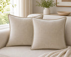 Cozy Haven Gold-Trim Velvet Pillow Covers - 2-Pack - 20 x 20 in (50 x 50 cm) / Beige - 2 Pack