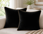 Cozy Haven Gold-Trim Velvet Pillow Covers - 2-Pack - 22 x 22 in (55 x 55 cm) / Black - 2 Pack