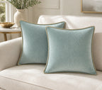 Cozy Haven Gold-Trim Velvet Pillow Covers - 2-Pack - 22 x 22 in (55 x 55 cm) / Mint Green - 2 Pack