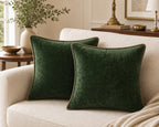 Cozy Haven Gold-Trim Velvet Pillow Covers - 2-Pack - 24 x 24 in (60 x 60 cm) / Dark Green - 2 Pack