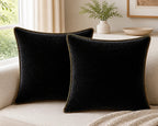 Cozy Haven Gold-Trim Velvet Pillow Covers - 2-Pack - 24 x 24 in (60 x 60 cm) / Black - 2 Pack