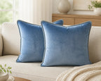 Cozy Haven Gold-Trim Velvet Pillow Covers - 2-Pack - 24 x 24 in (60 x 60 cm) / Blue - 2 Pack