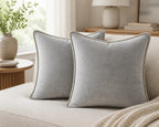 Cozy Haven Gold-Trim Velvet Pillow Covers - 2-Pack - 24 x 24 in (60 x 60 cm) / Light Gray - 2 Pack